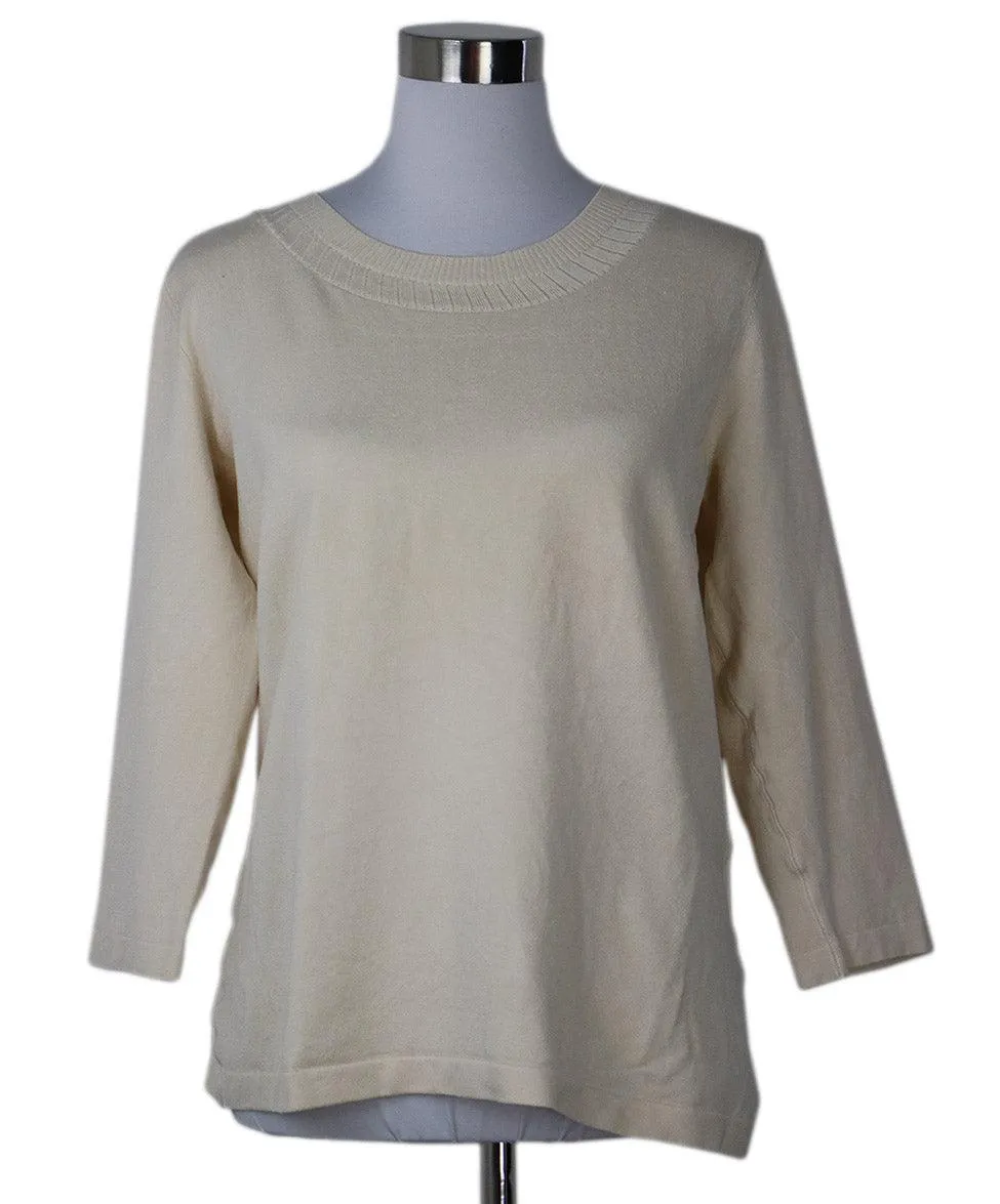 Oscar De La Renta Ivory Silk Sweater sz 8