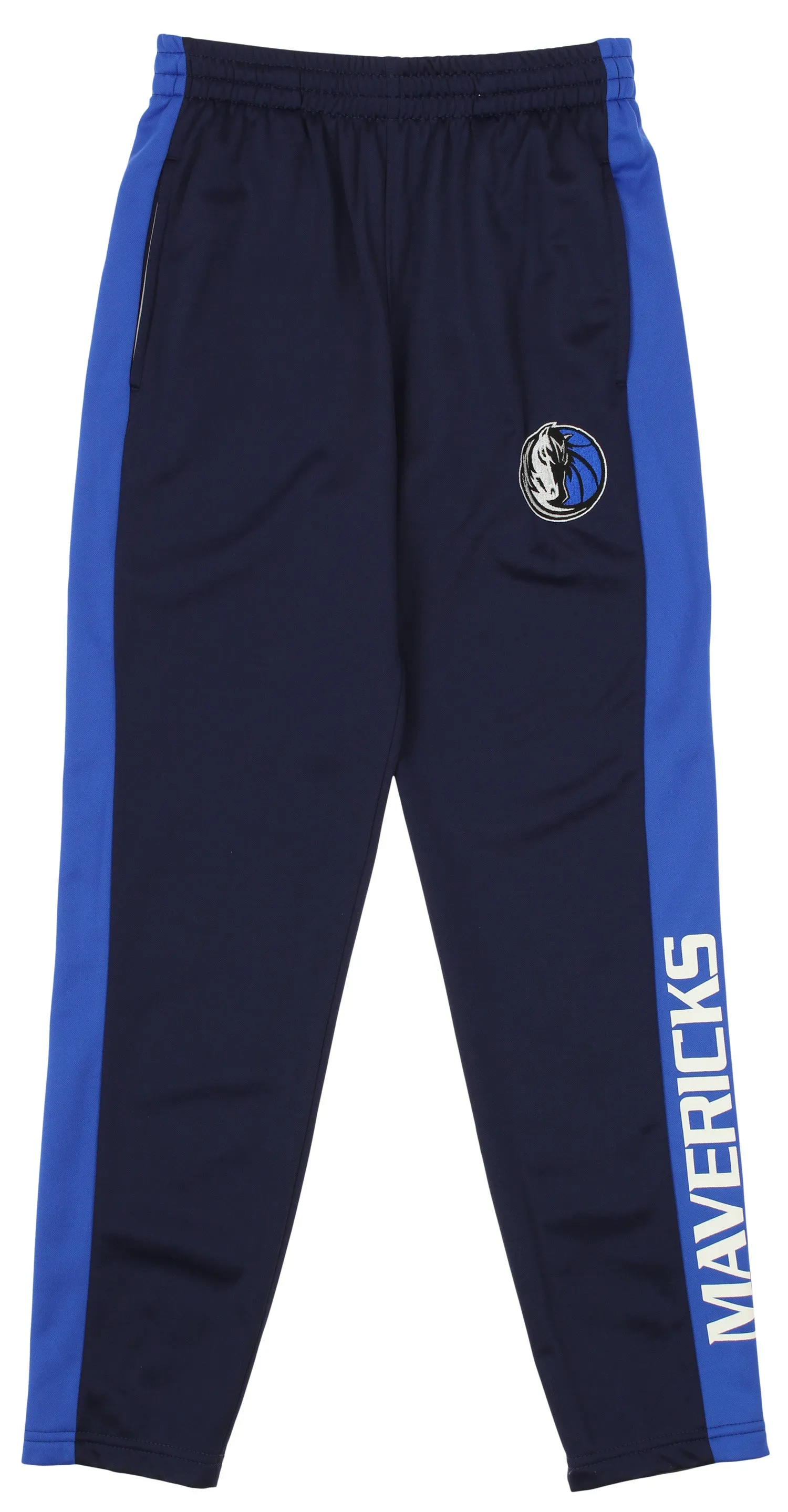 OuterStuff NBA Youth Boys Side Stripe Slim Fit Performance Pant, Dallas Mavericks