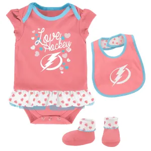 Outerstuff NHL Infant Girls Tampa Bay Lightning Pink Love Hockey Creeper Set