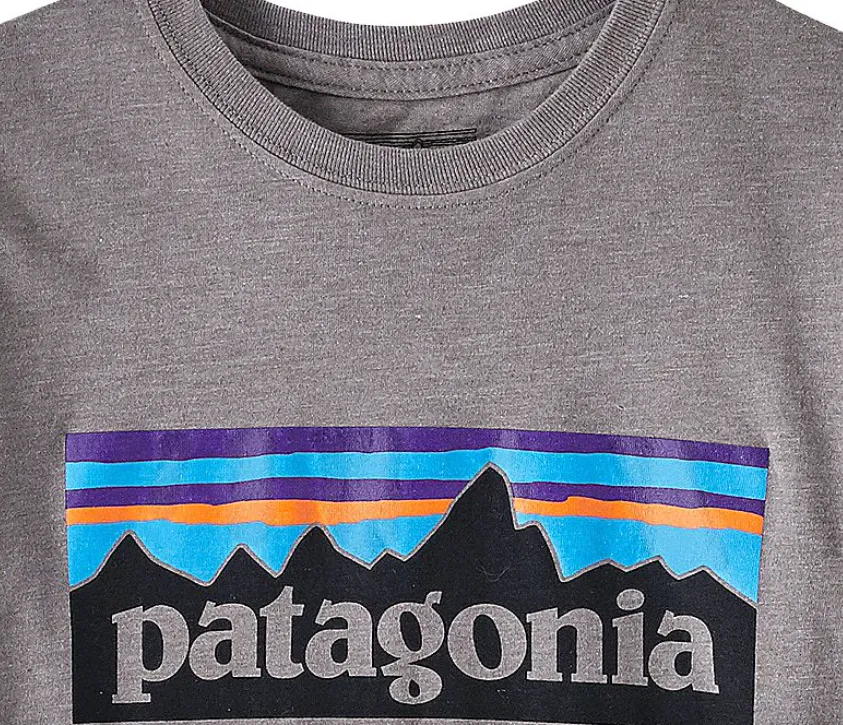 Patagonia Boys' Long-Sleeved P-6 Logo Organic Cotton/Poly T-Shirt - Narwhal Grey