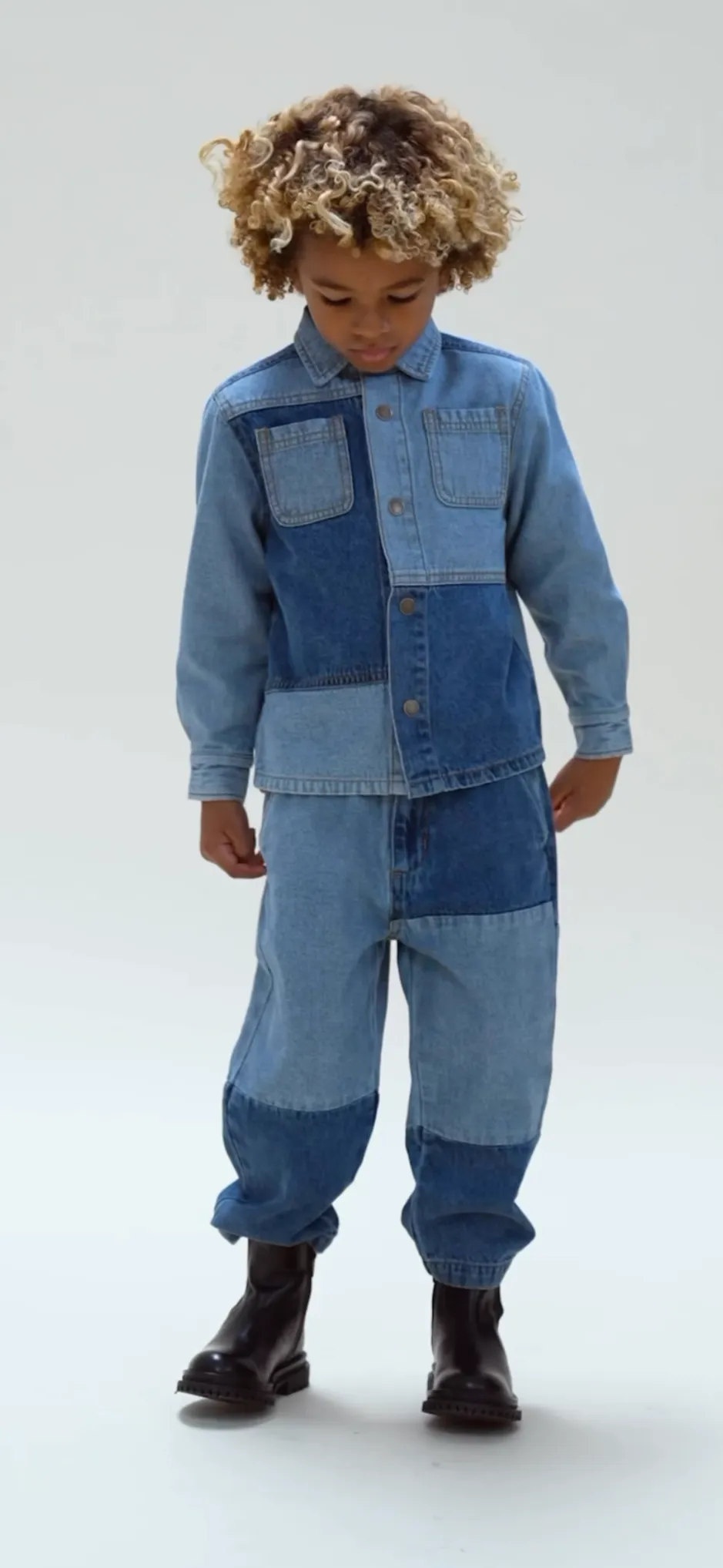 Patchwork Overshirt || Light Washed Denim
