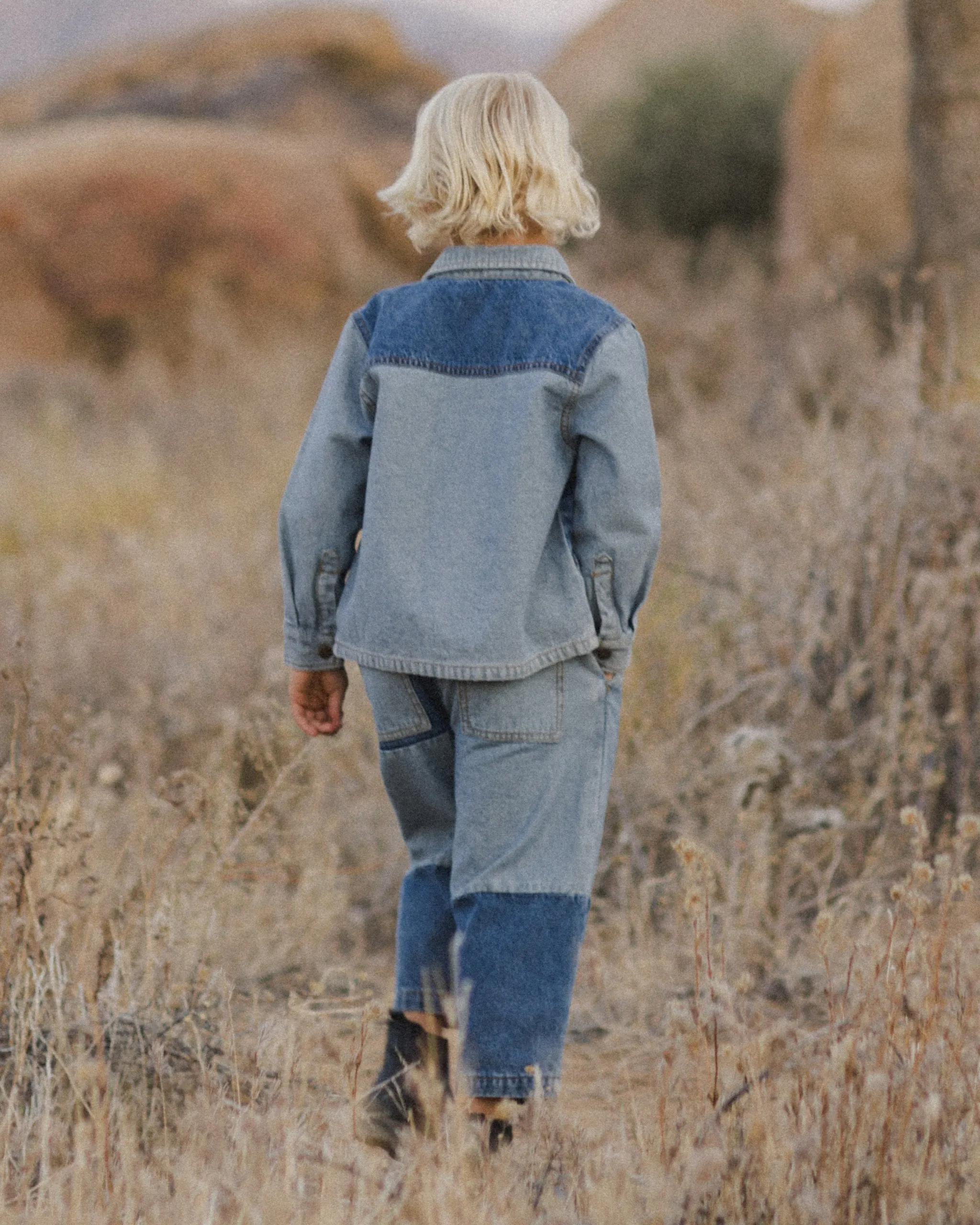 Patchwork Overshirt || Light Washed Denim