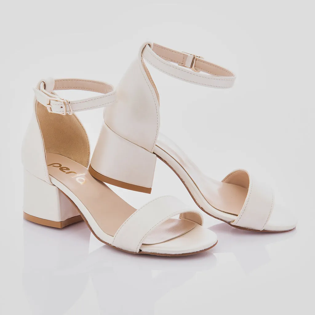 Pearl White Sandal-Strap Heels