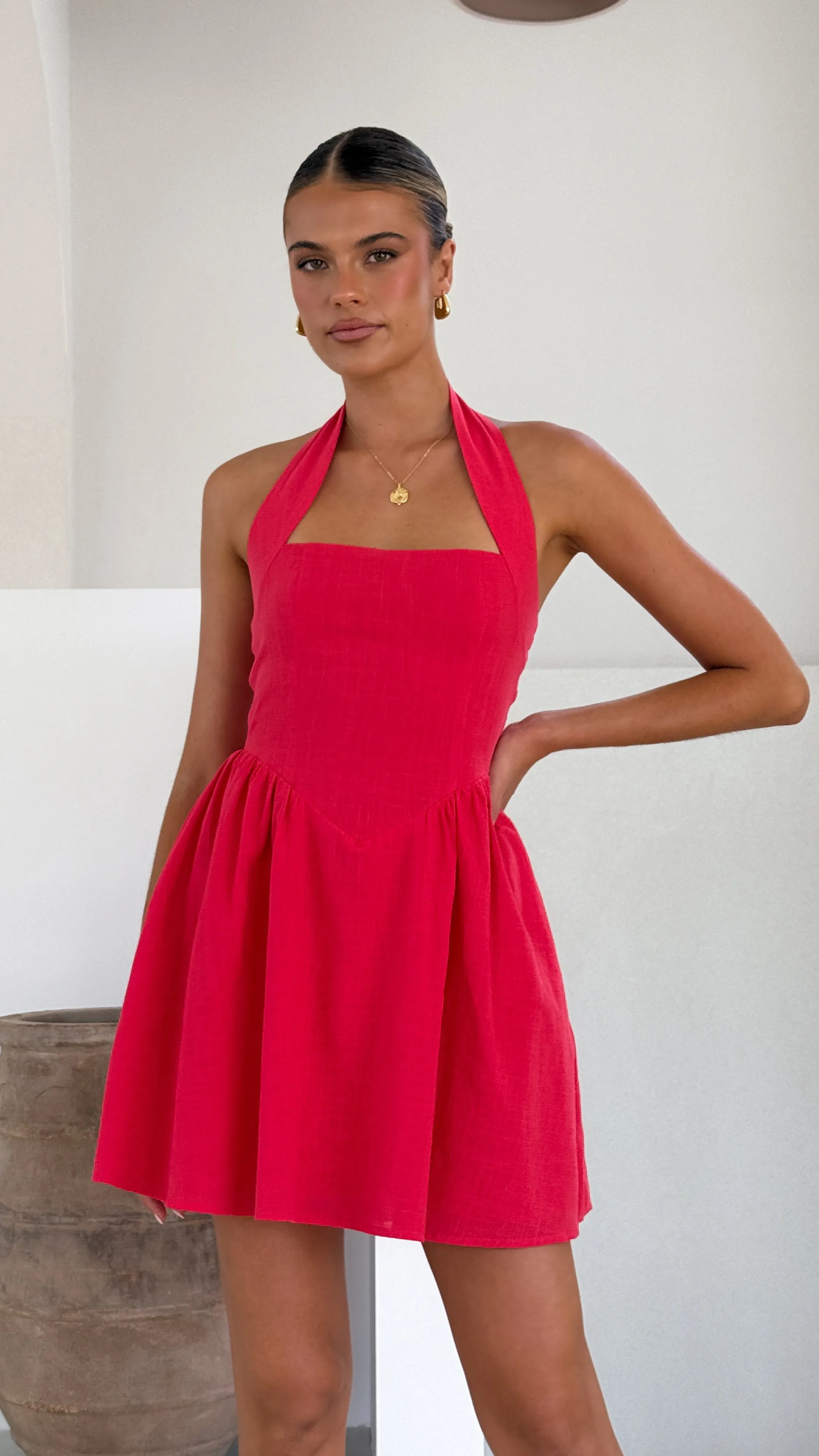 Peyton Mini Dress - Red Billy J