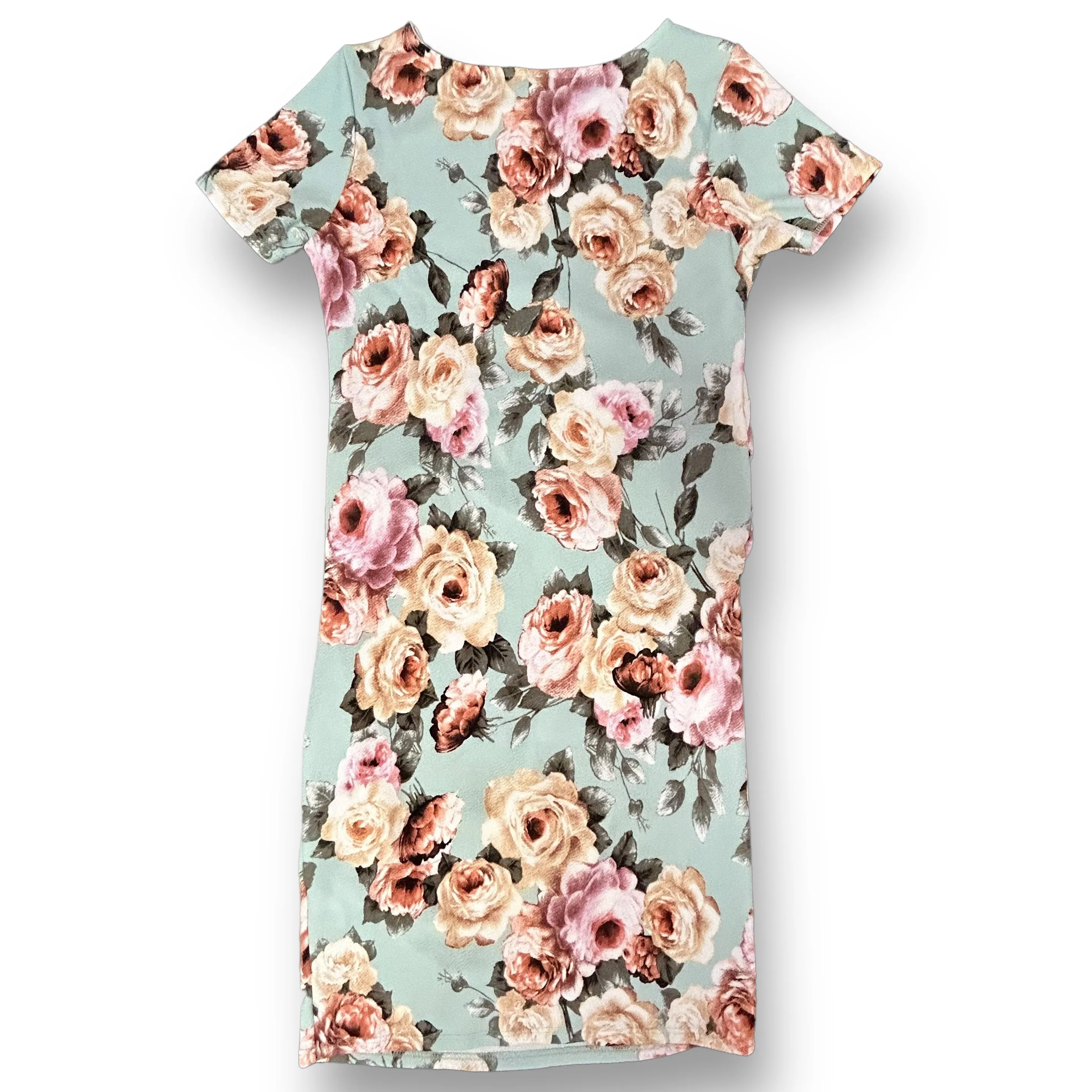 Pink Blush Size Small Sage Green Floral Print Stretch Fabric Maternity Dress