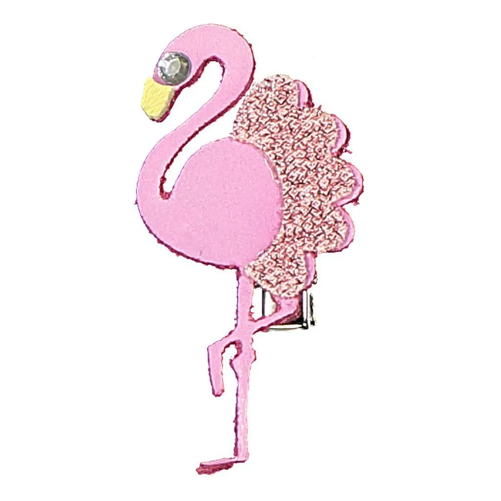 Pink Leather Flamingo Hairclip
