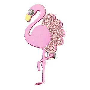 Pink Leather Flamingo Hairclip