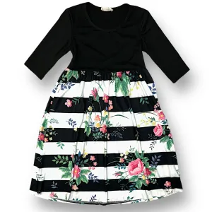 Pixie Girl Girls Size 5/6 Floral Full Length Short Sleeve Twirl Dress