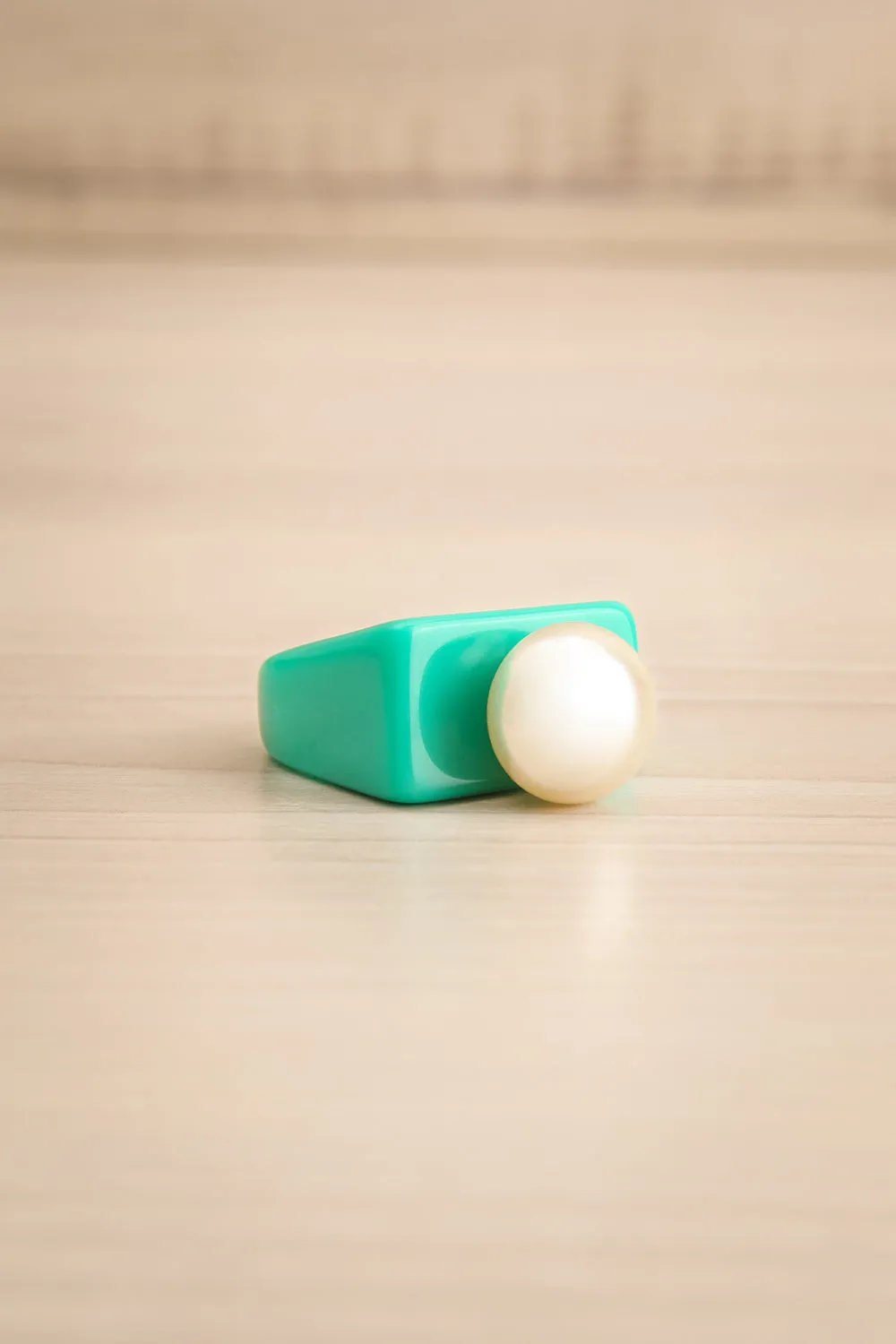 Polly Aqua | Plastic Pearl Ring