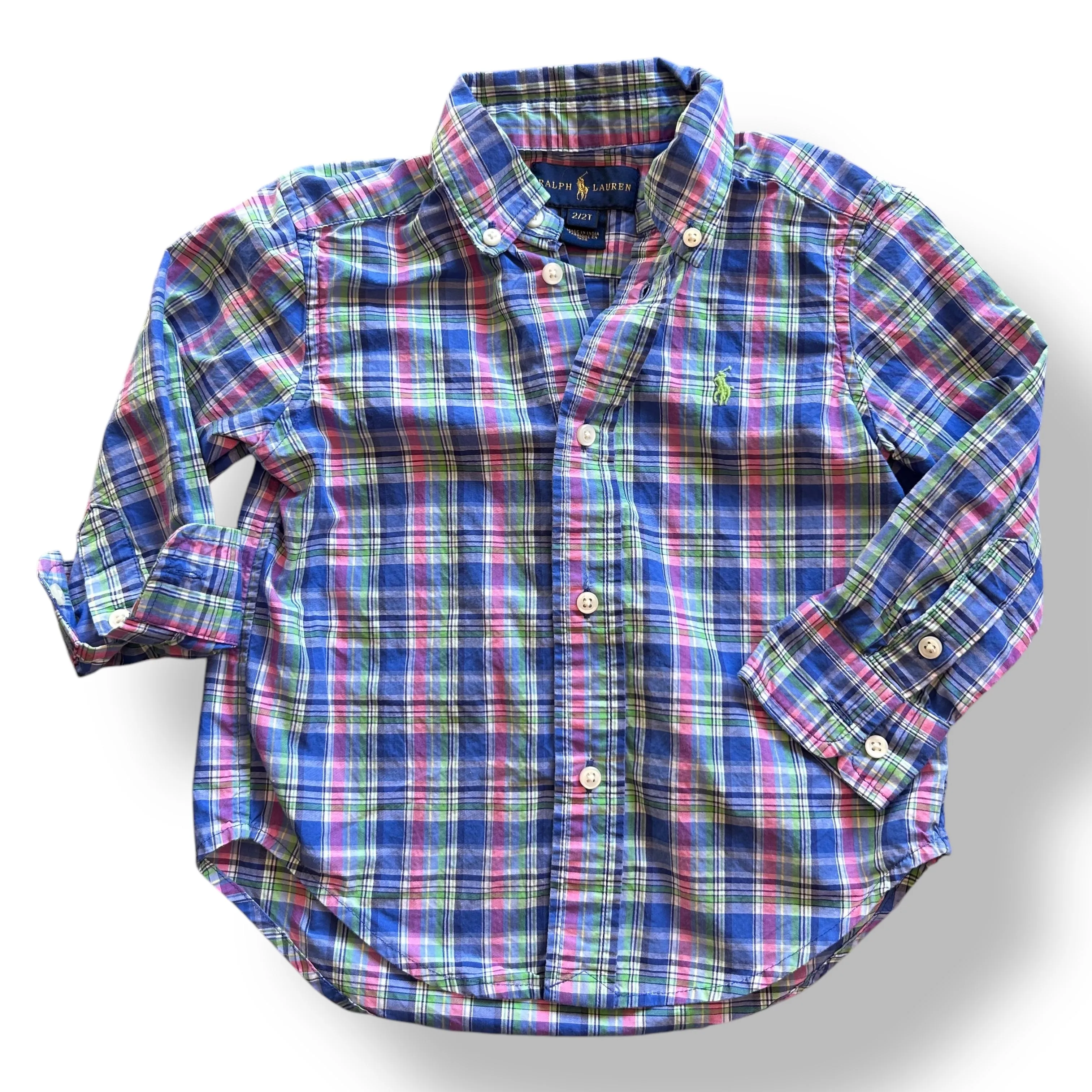 Polo Ralph Lauren Boys Size 2T Long Sleeve Plaid Button Down Shirt