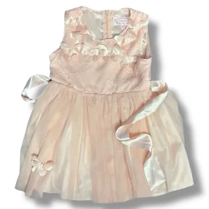 Popatu Girls Size 3T Sleeveless Boutique Dress, Peach Tulle and Ribbon