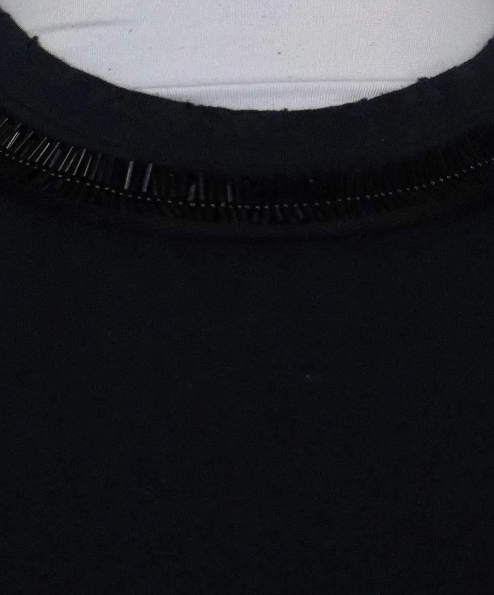 Prada Navy Cotton Top w/ Beaded Trim sz 2