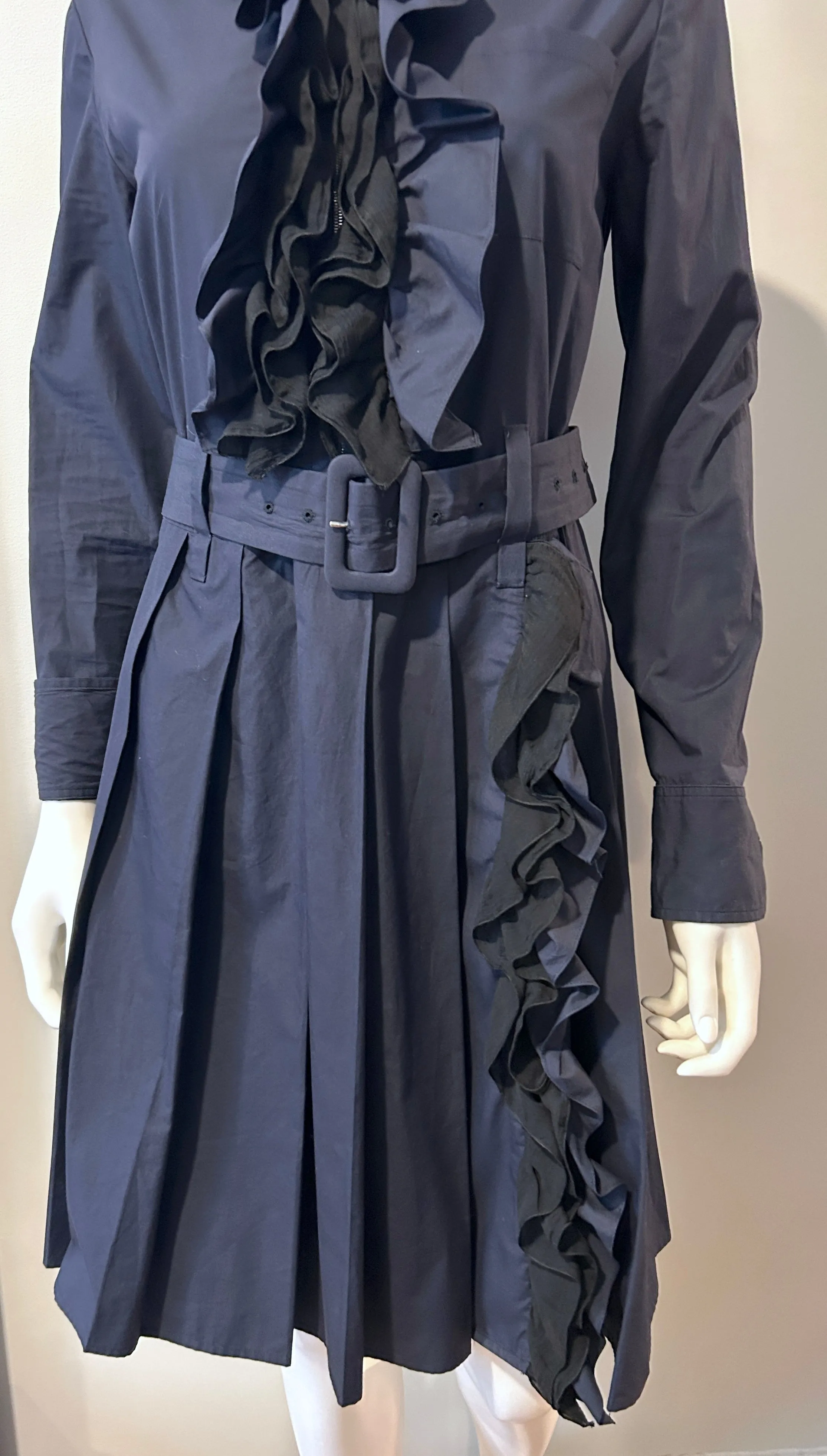 Prada Navy Ruffle Dress Size 38