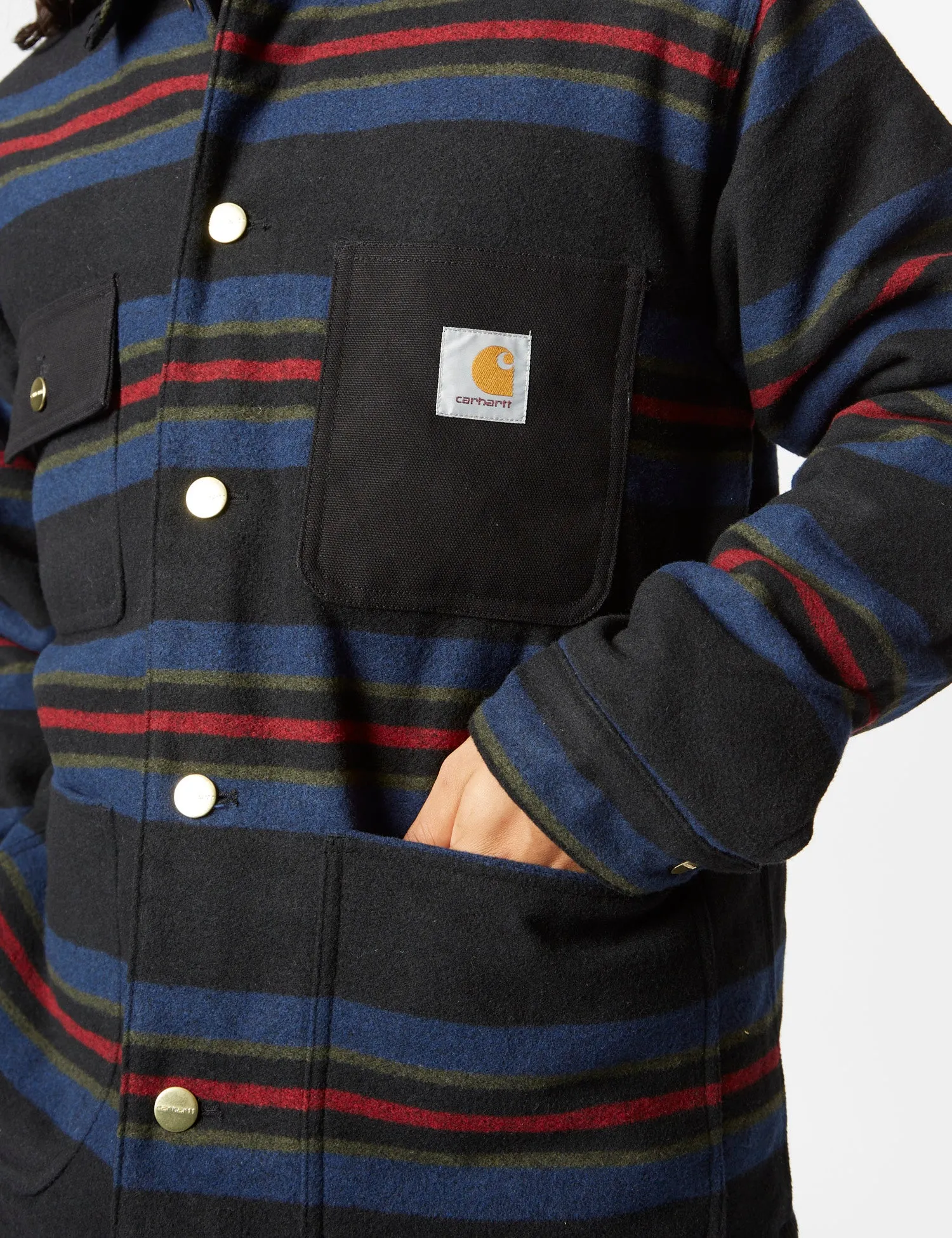 Premium Quality Carhartt-WIP Oregon Over Shirt (Starco Stripe) - Black  Ends Soon!