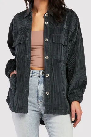 Premium Quality Lance Long Sleeve Novelty Button Down Front Flap Chest Pockets Corduroy Shacket  Dont Miss Out!