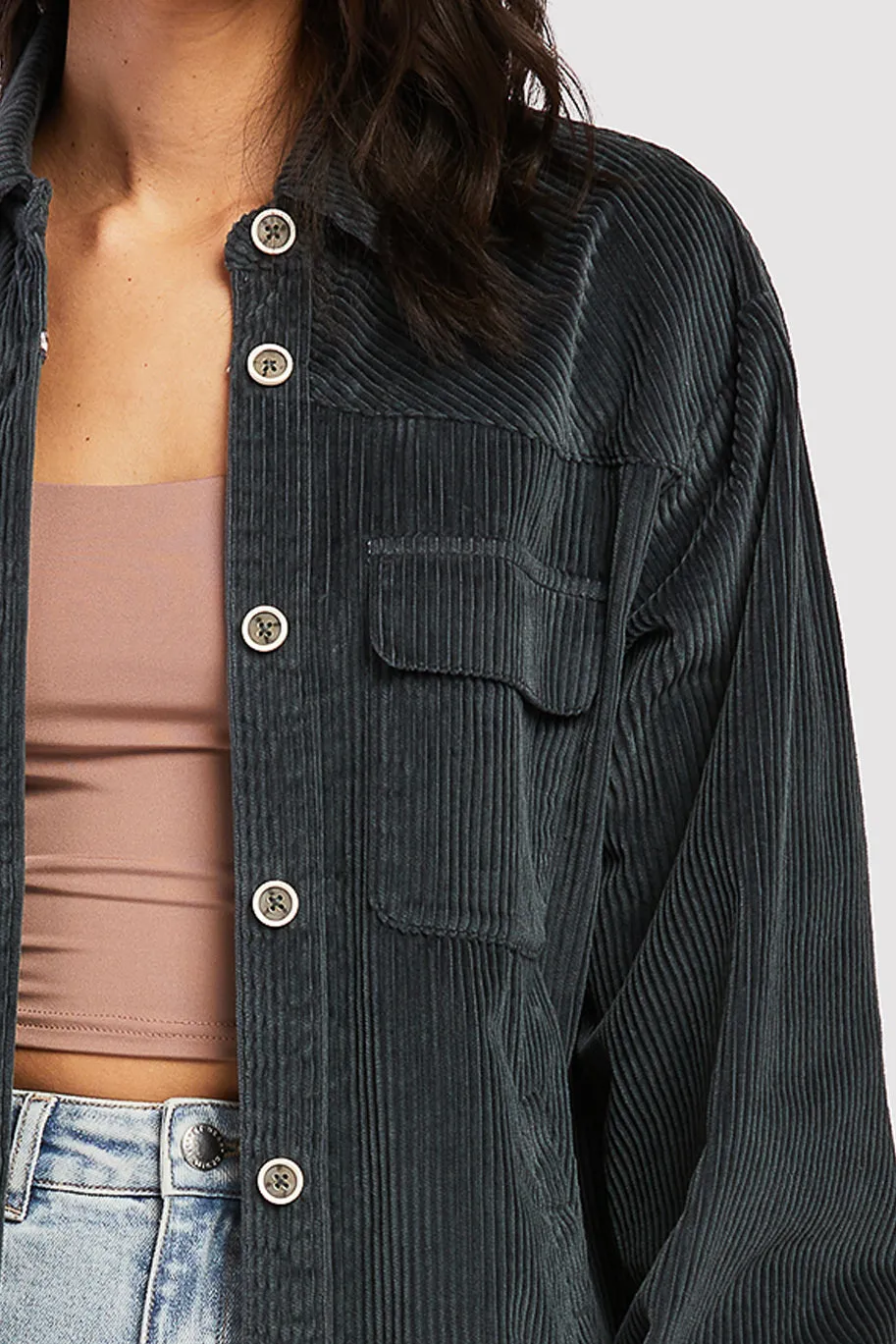 Premium Quality Lance Long Sleeve Novelty Button Down Front Flap Chest Pockets Corduroy Shacket  Dont Miss Out!