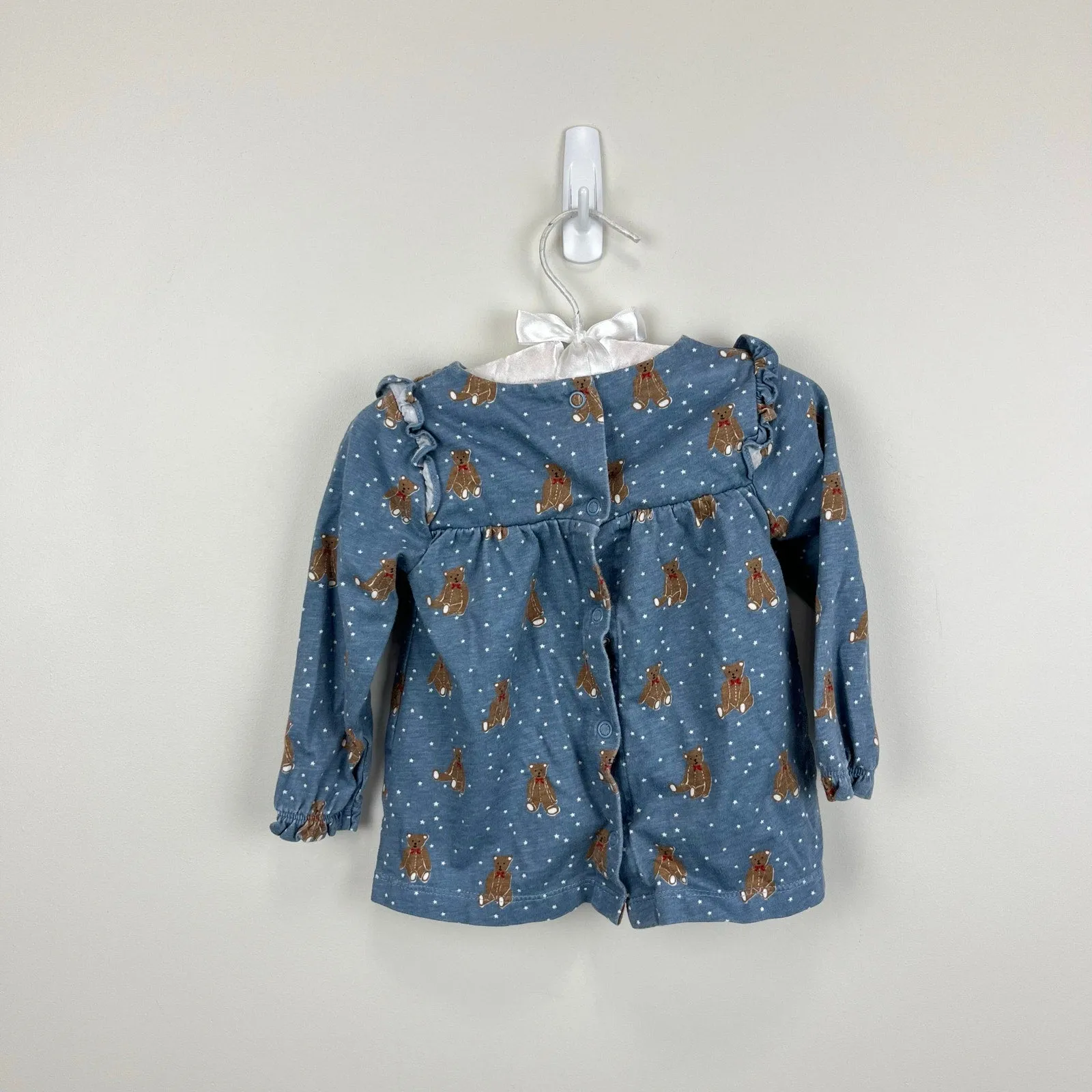 Premium Quality Mini Boden Long Sleeve Ruffle Teddy Bear Blouse Blue 6-12 Months  Dont Miss Out!