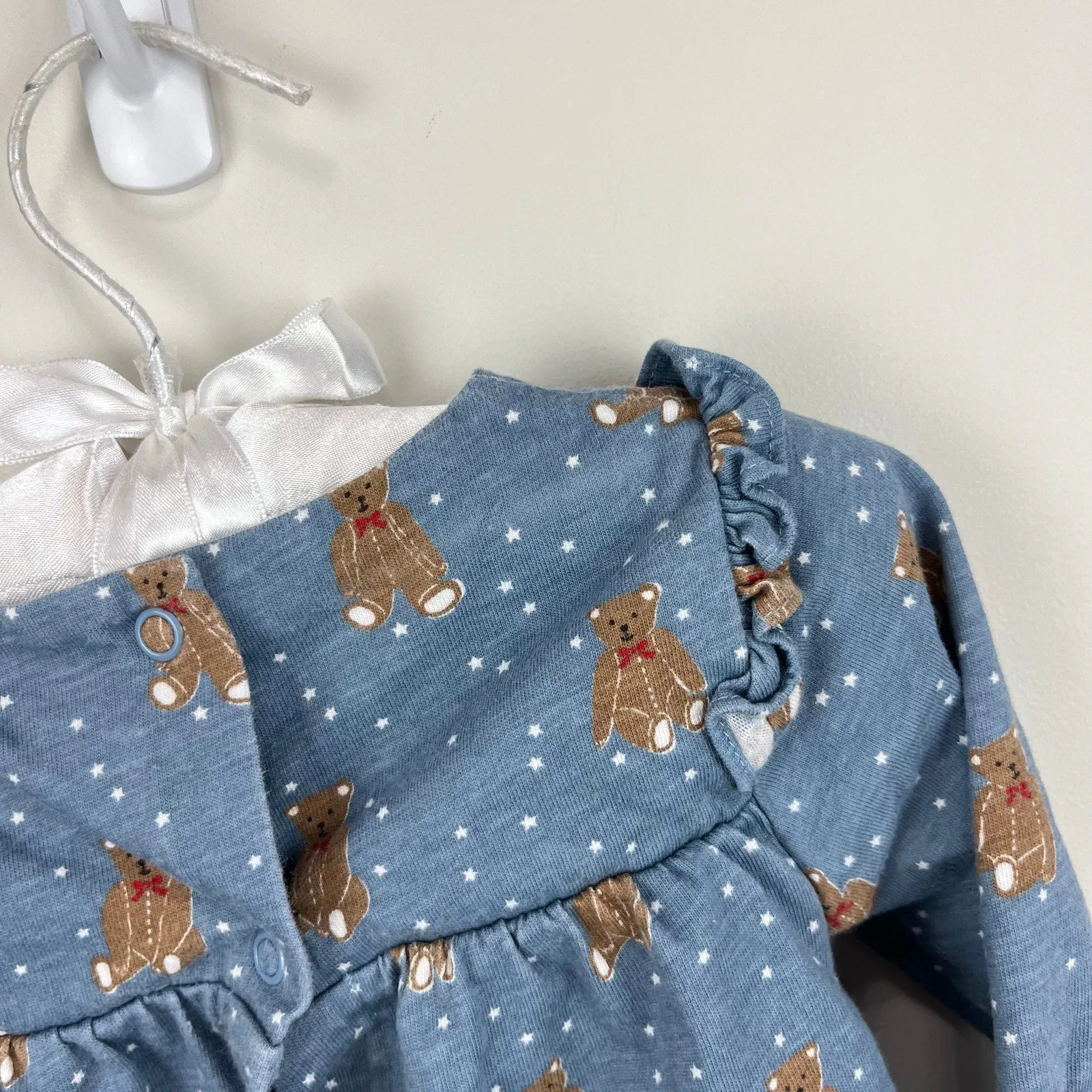 Premium Quality Mini Boden Long Sleeve Ruffle Teddy Bear Blouse Blue 6-12 Months  Dont Miss Out!