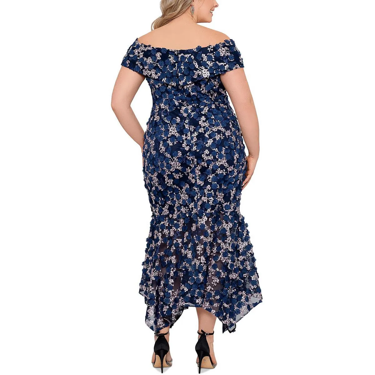 Premium Quality Plus Womens Floral Off-The-Shoulder Evening Dress  Almost Gone!
