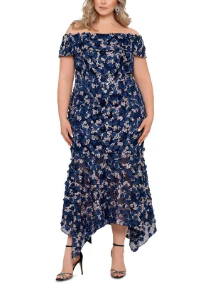 Premium Quality Plus Womens Floral Off-The-Shoulder Evening Dress  Almost Gone!
