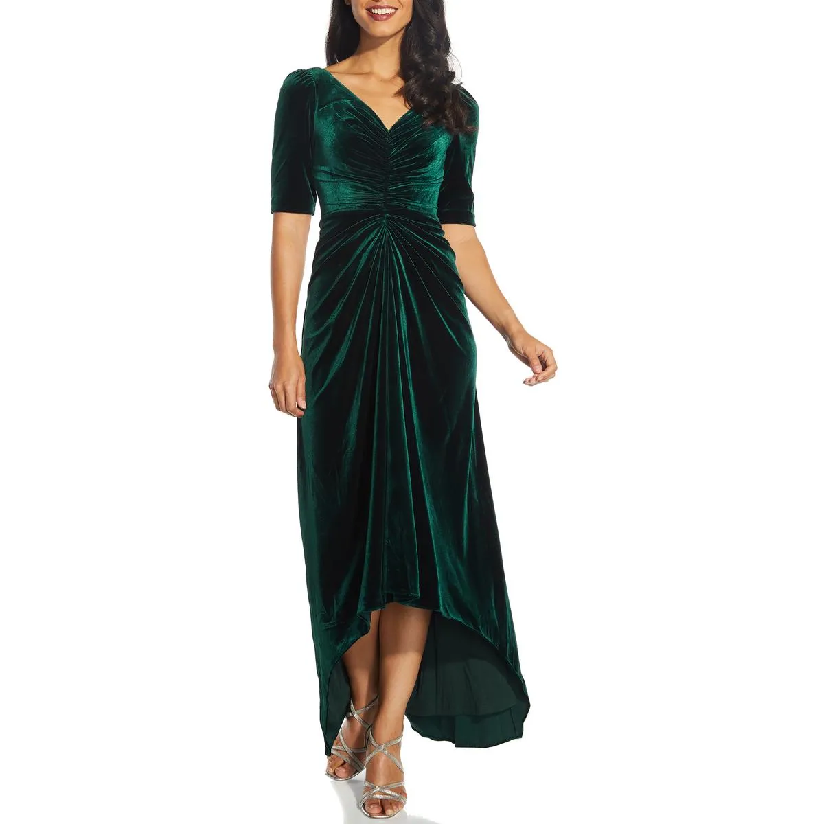 Premium Quality Womens Velvet Hi-Low Evening Dress  Today Only!
