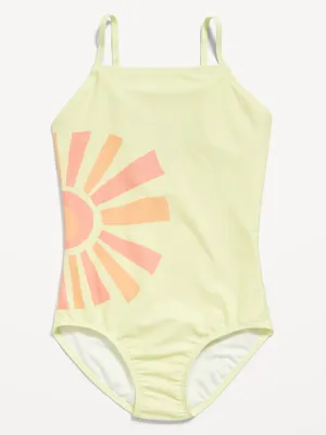 Printed Back-Cutout One-Piece Swimsuit for Girls