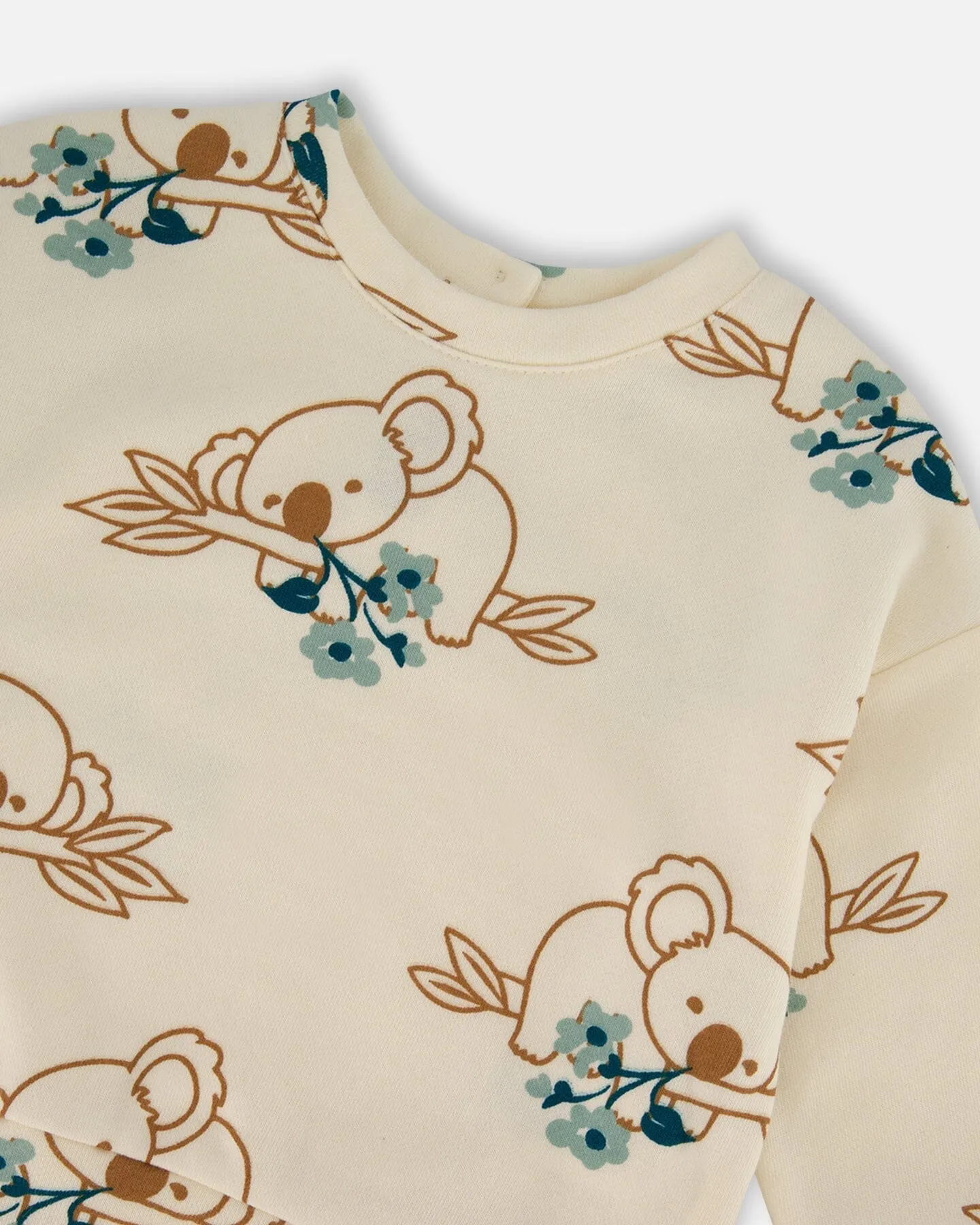 Printed French Terry Sweatshirt Off-White And Koala