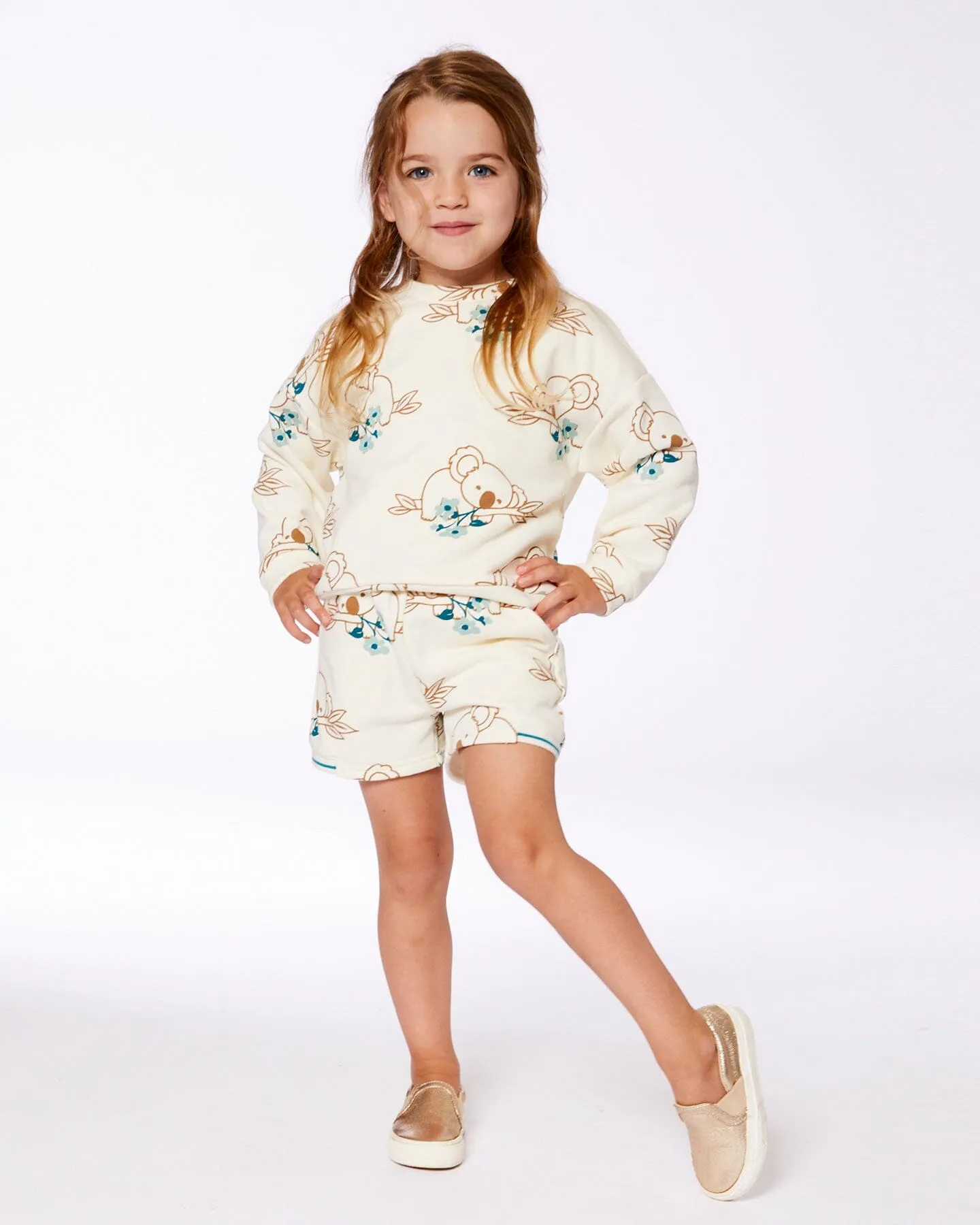 Printed French Terry Sweatshirt Off-White And Koala
