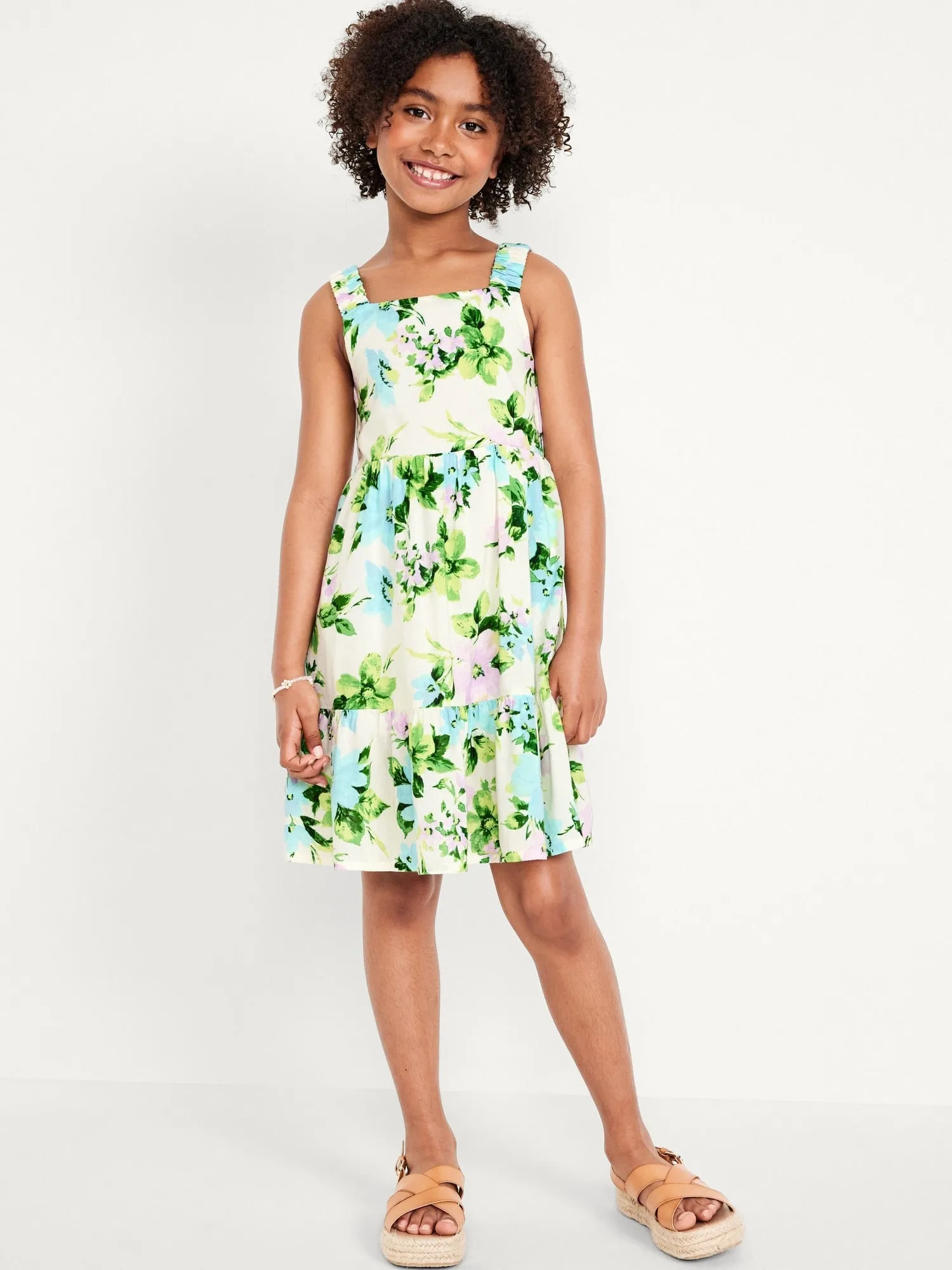 Printed Sleeveless Tiered Dress for Girls