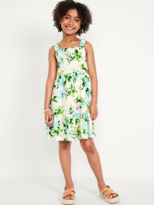 Printed Sleeveless Tiered Dress for Girls