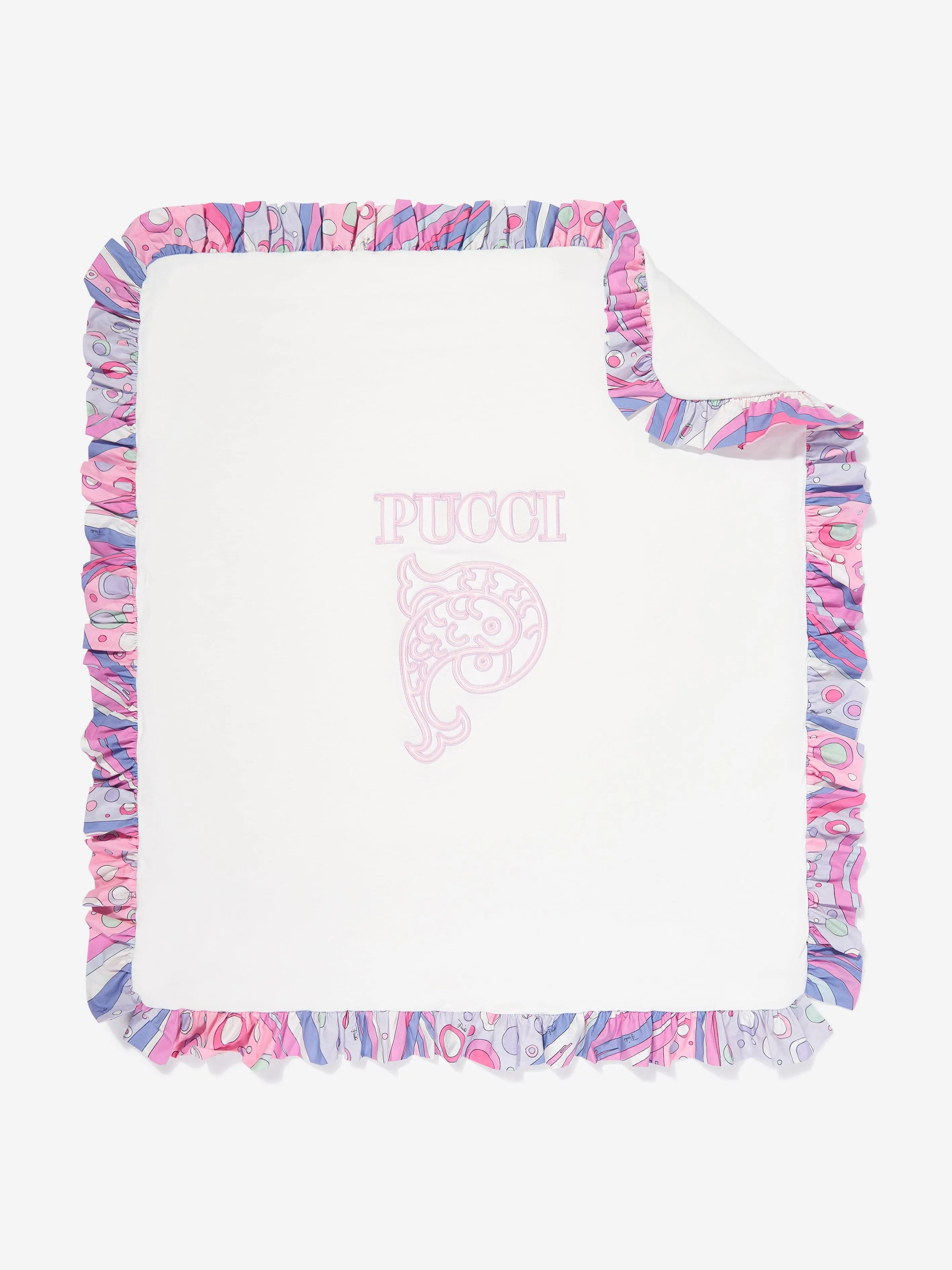 PUCCI Baby Girls Logo Blanket in Ivory (88cm)