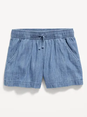Pull-On Chambray Utility Shorts for Girls