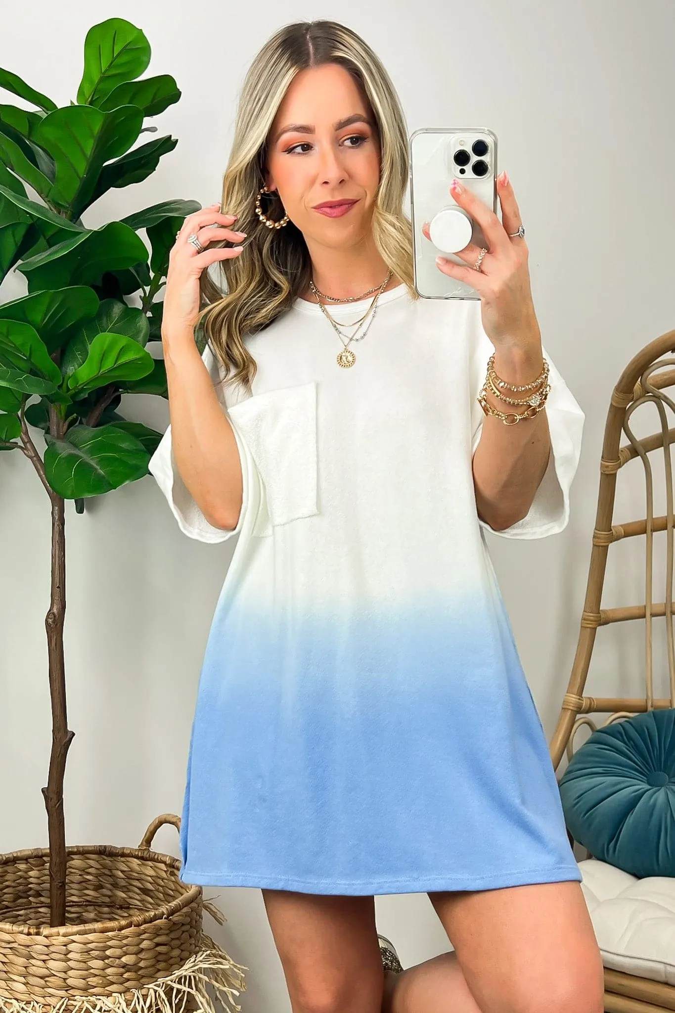 Quinlynn Ombre Dye Tunic Tee - FINAL SALE