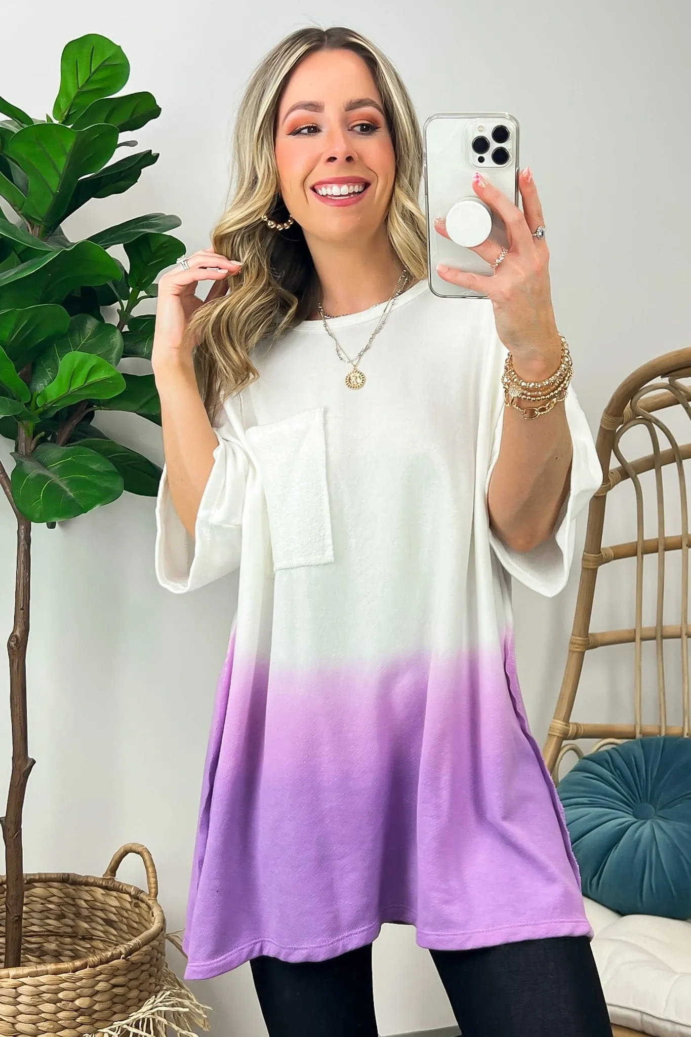 Quinlynn Ombre Dye Tunic Tee - FINAL SALE