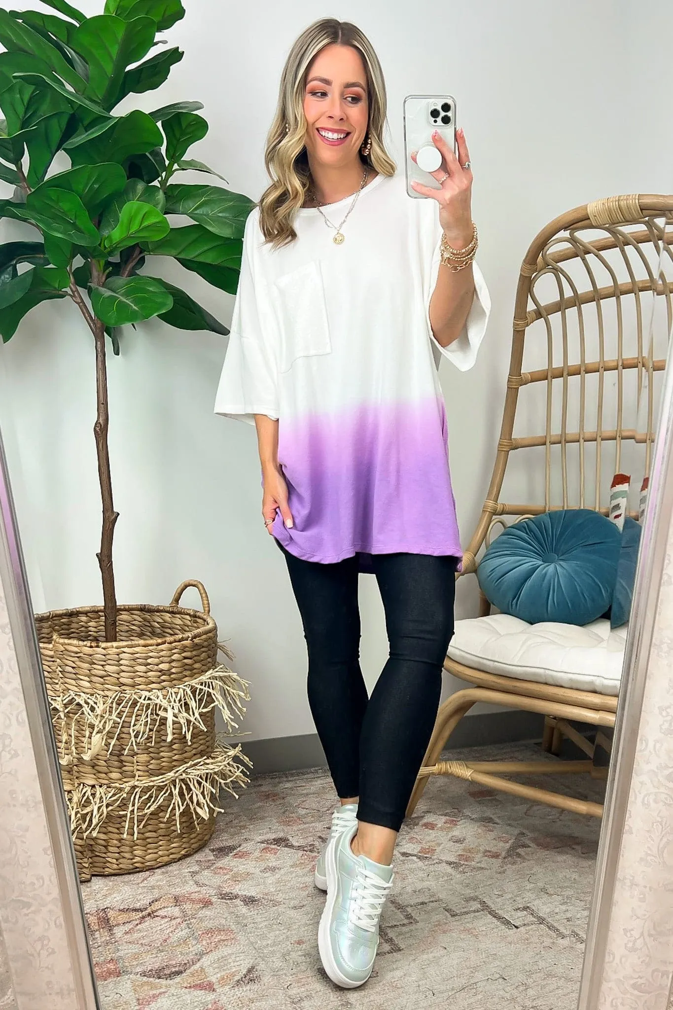 Quinlynn Ombre Dye Tunic Tee - FINAL SALE