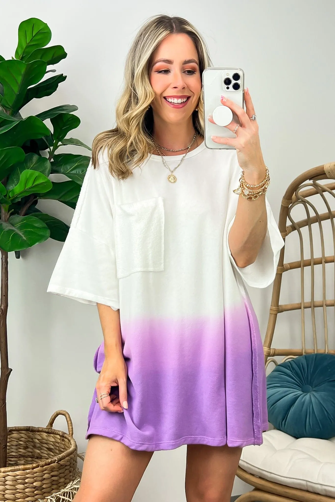 Quinlynn Ombre Dye Tunic Tee - FINAL SALE