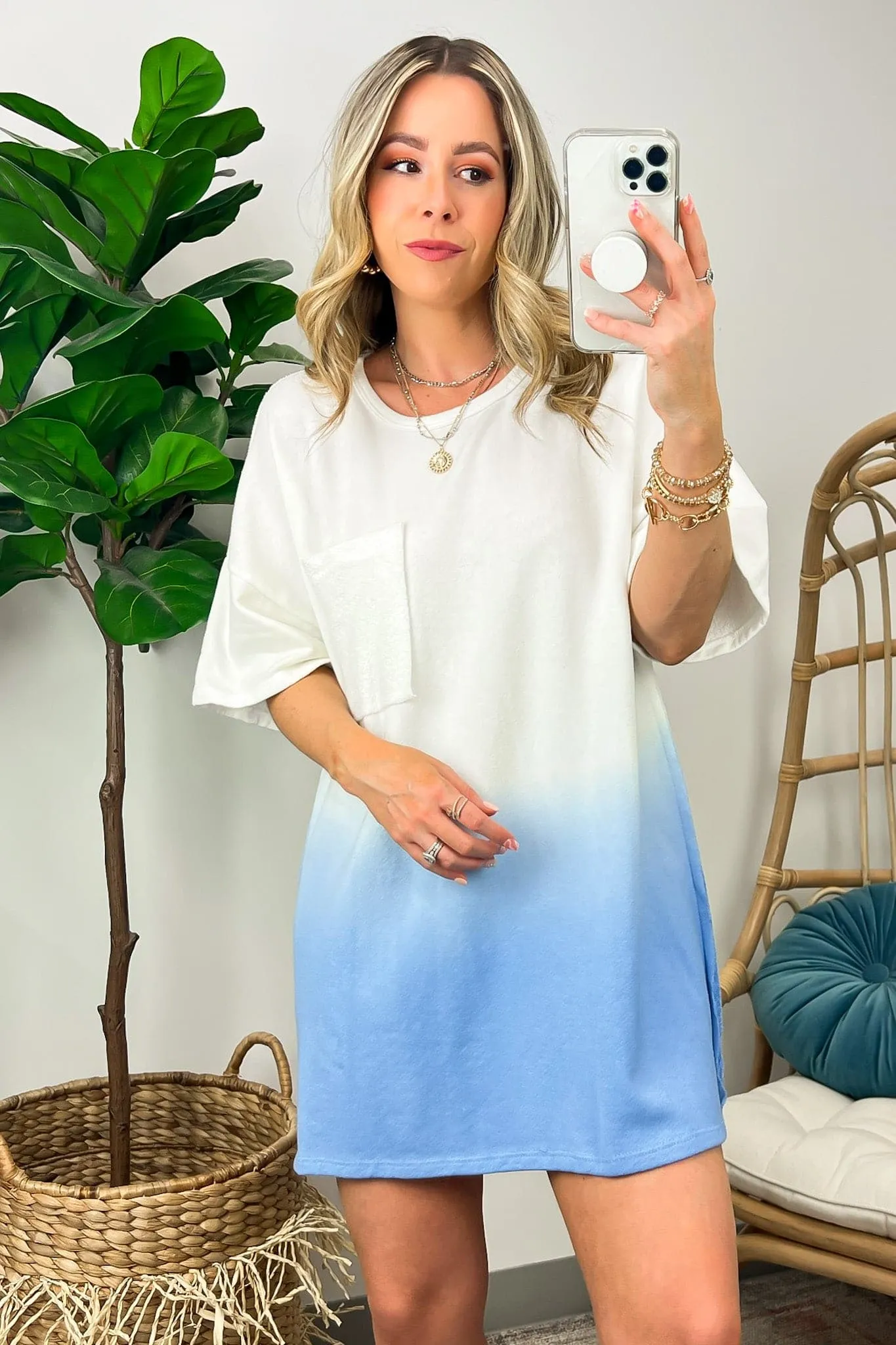 Quinlynn Ombre Dye Tunic Tee - FINAL SALE
