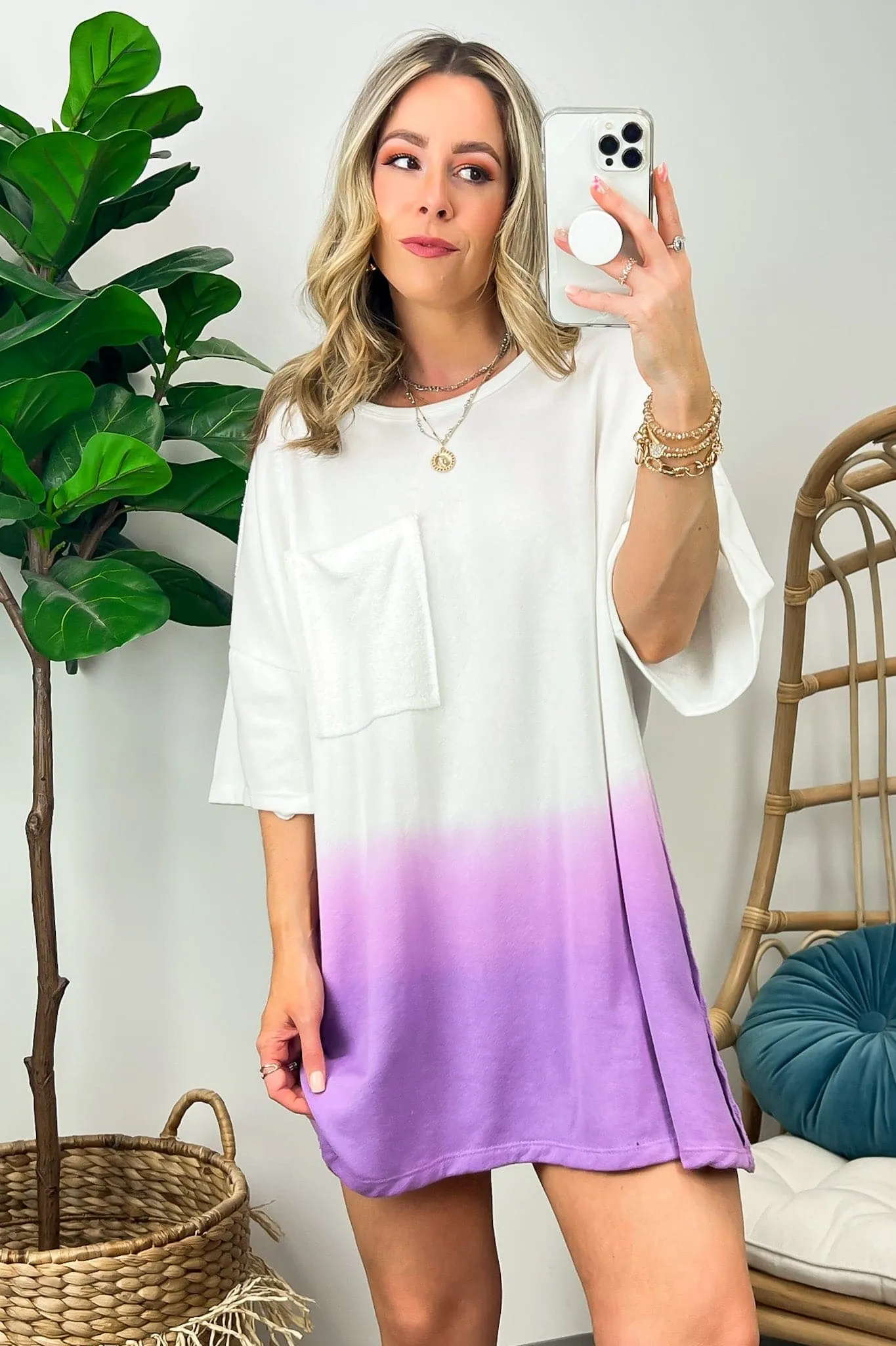 Quinlynn Ombre Dye Tunic Tee - FINAL SALE