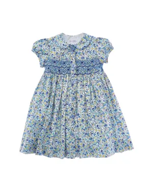 Rachel Riley Pastel Floral Smocked Button-Front Dress