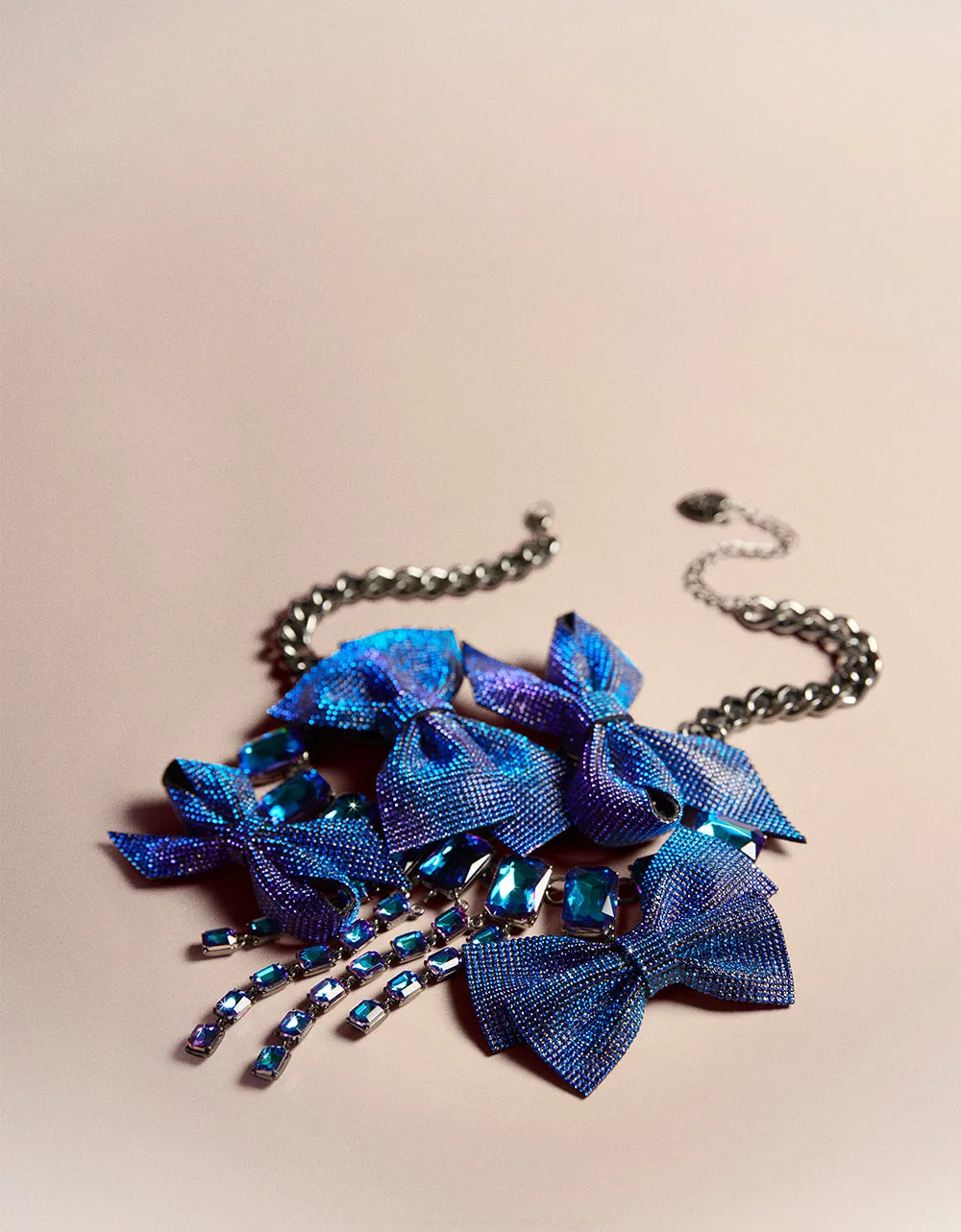 RECOLOR BOWS PAVE BOW BIB BLUE Betsey Johnson