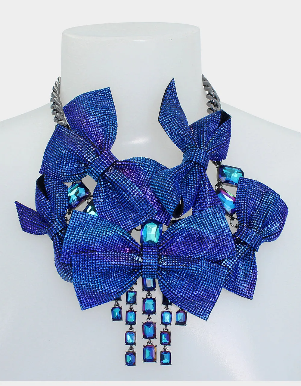 RECOLOR BOWS PAVE BOW BIB BLUE Betsey Johnson