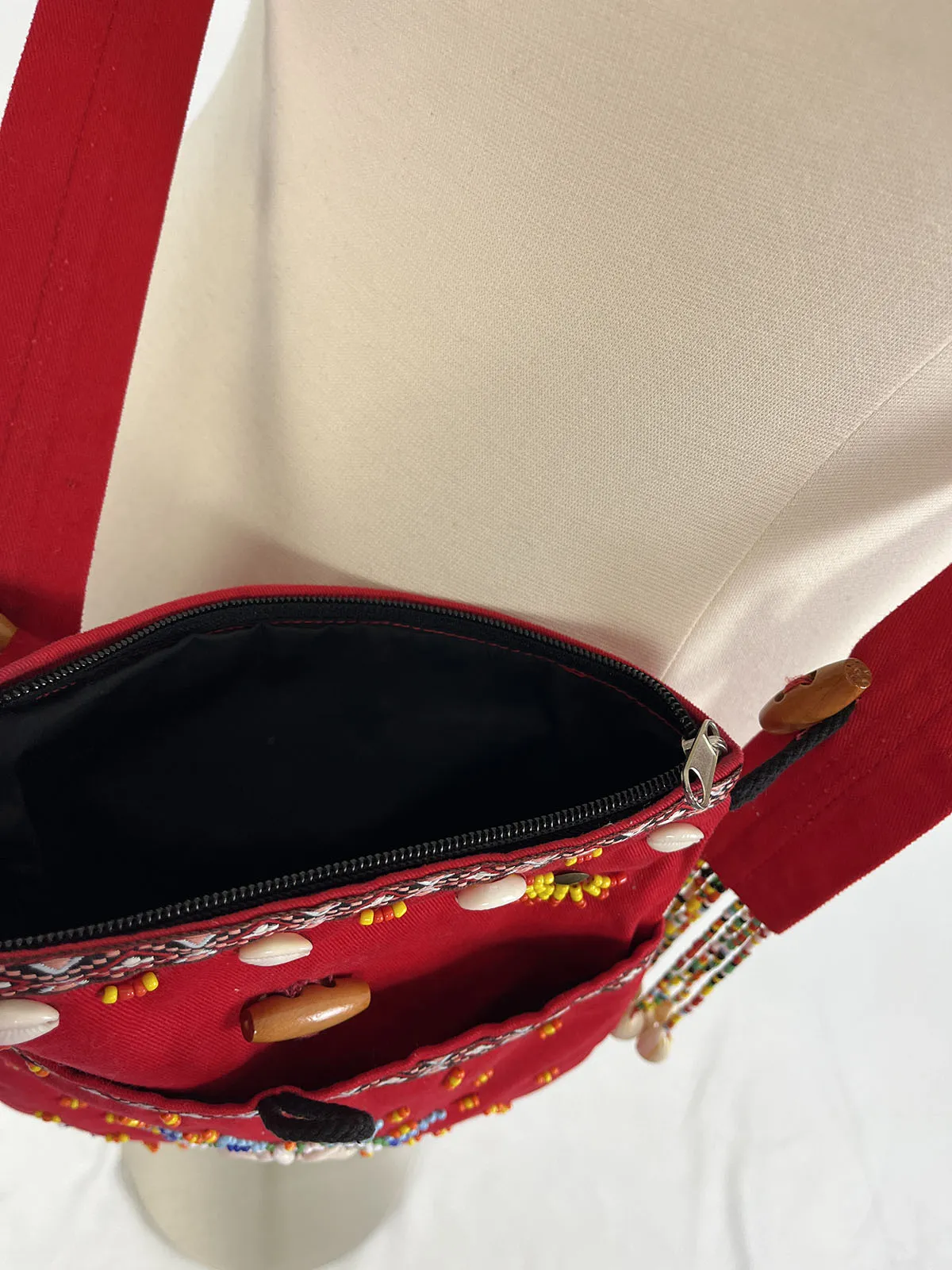 Red Multi Beaded African Handmade Purse