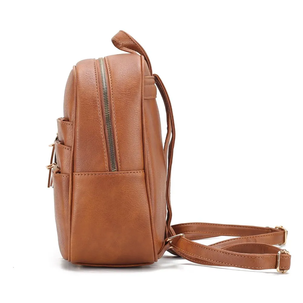Roxane Vegan Leather Womens Backpack with Mini Backpack and Wristlet Pouch- 3 pieces