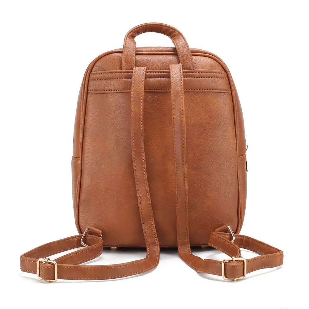 Roxane Vegan Leather Womens Backpack with Mini Backpack and Wristlet Pouch- 3 pieces