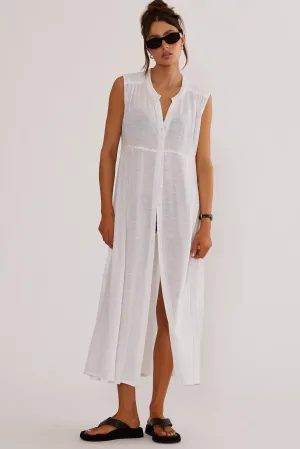 Sandra Dress White Linen Beach Riot