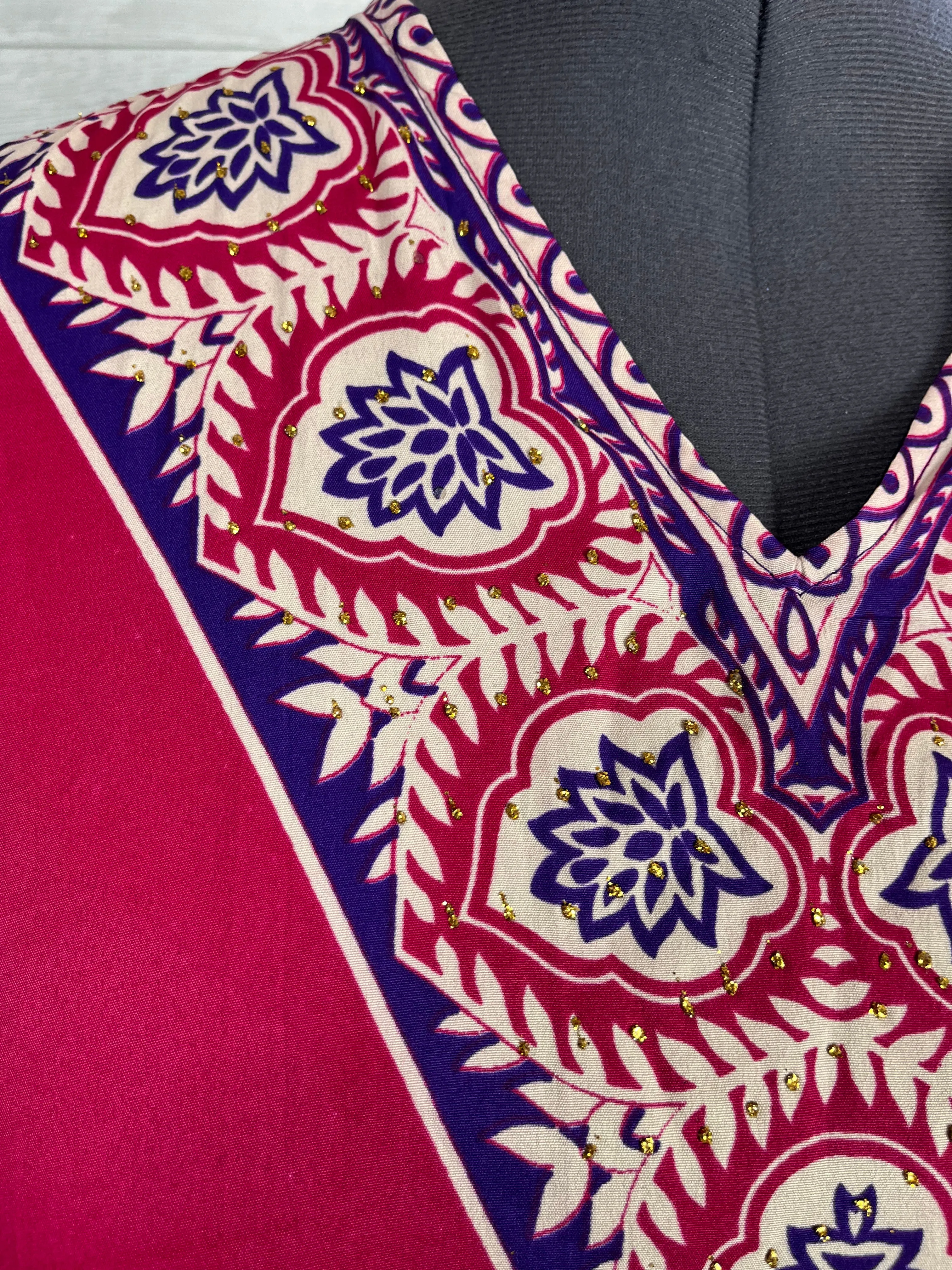 Sant Size Open Pink & Purple Floral Caftan NWT