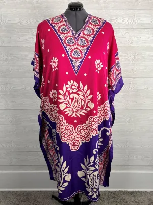 Sant Size Open Pink & Purple Floral Caftan NWT