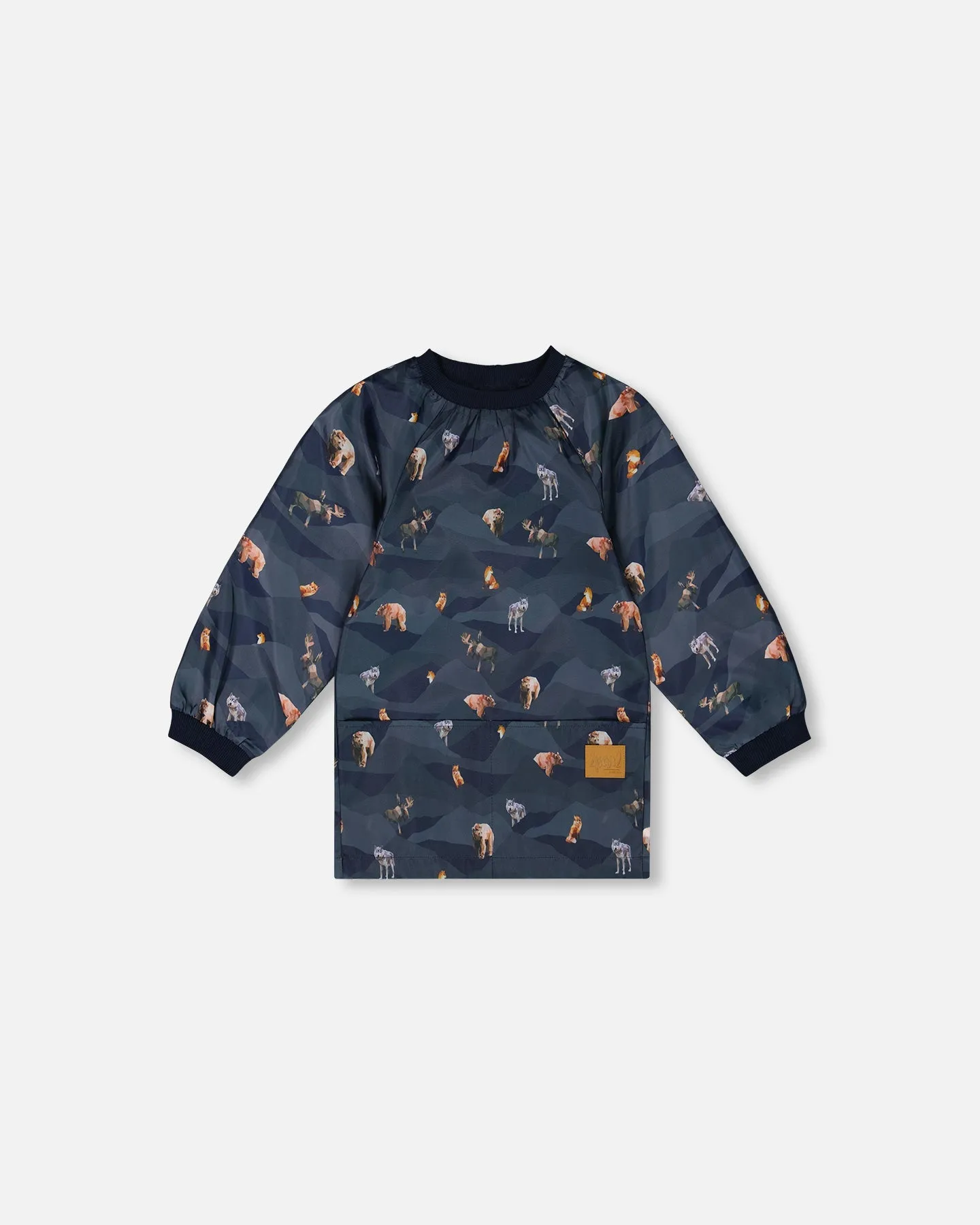 School Apron Navy Printed Mountains Animals