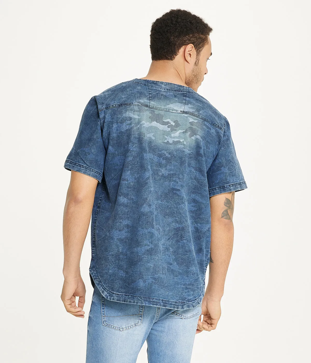 Selling Fast Brooklyn Laundry Men's Baseball Denim Shirt Vintage Distress  Ends Soon!