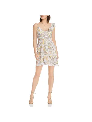 Selling Fast Naomi Womens Ruffled V Neck Mini Dress  Last Chance!